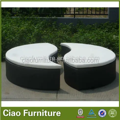 S sharp outdoor furniture poolside yin-yang bed rattan sunbed