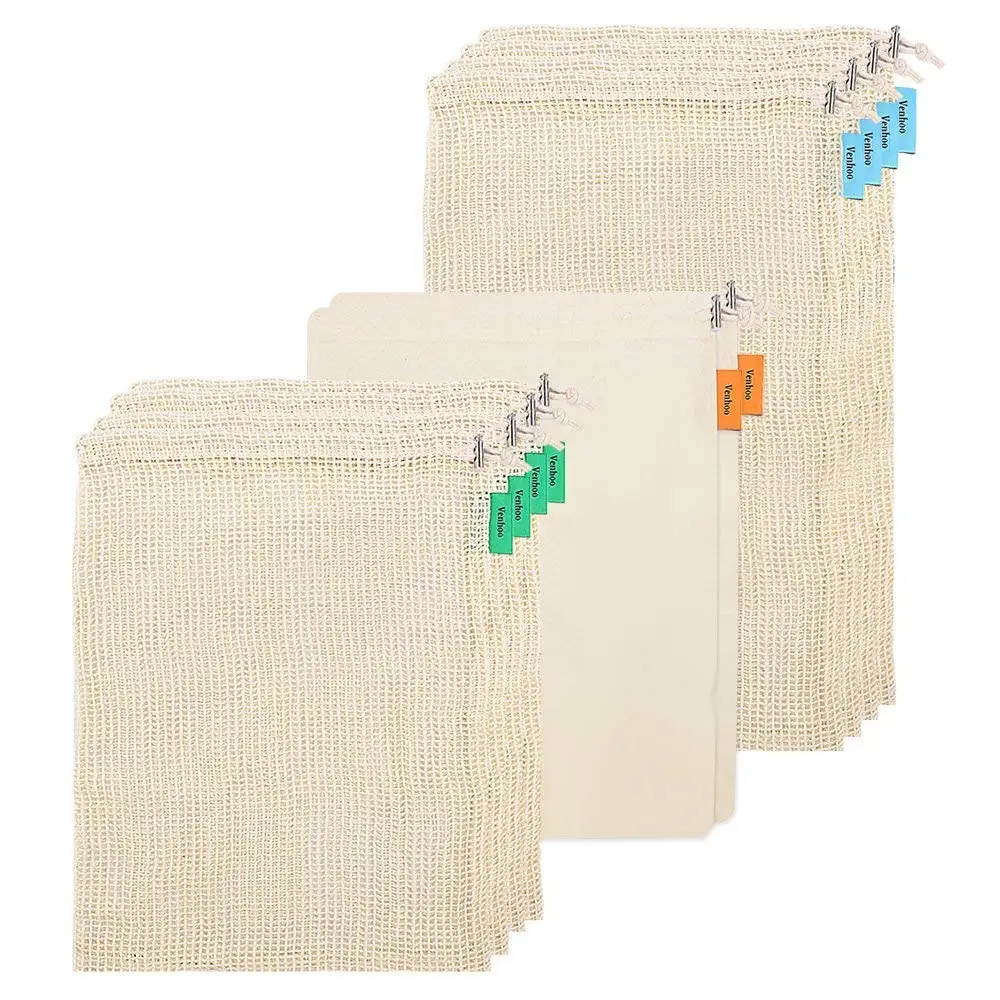 small cheap cotton perforated reusable vegetables mesh bag