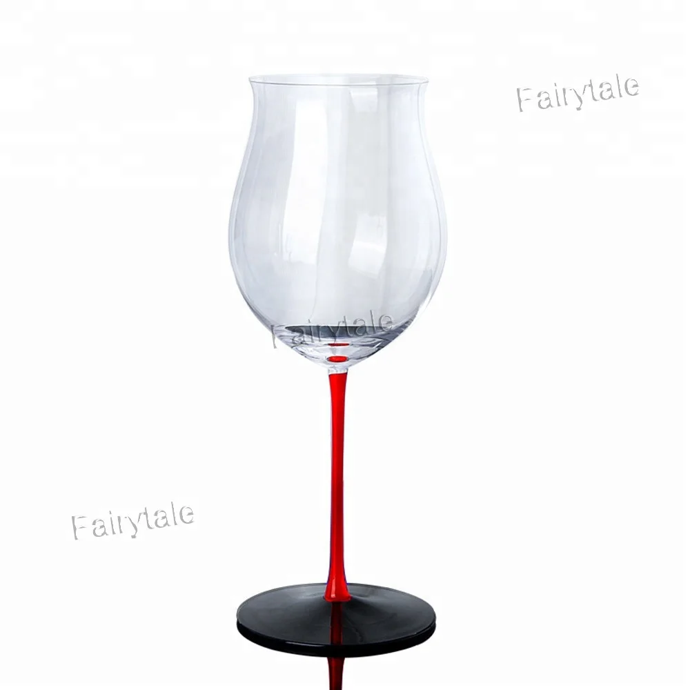 
Colored Stem GlasswareTulip Stemware Manufacturer Cheap Blue Red Black Stem Burgundy Colored Stem Wine Glass 