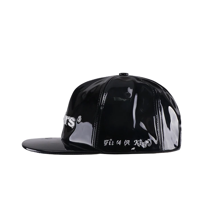 Hip Hop Caps For Men Black New Style Fashion Design Black Leather  Snapback Hat Wholesale Black Patent Leather Snapback Cap