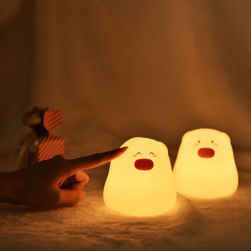 Animal Shaped Lamp Children Table Bebe Lampara Usb Led Bedside Night Lights For Kids Silicone