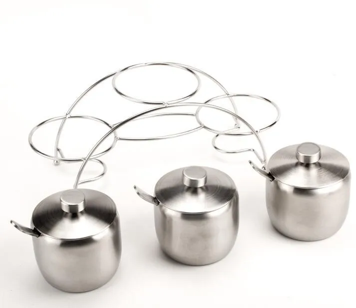 Stainless steel sugar bowl and creamer hot pot seasoning pot spice jar seal/ bulk spice jar rack spice bottle