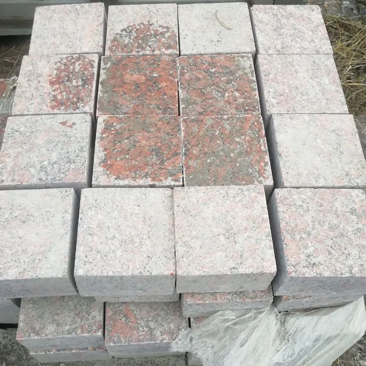 
Buy wholesale GR8 split flamed hammered cheap natural red stone granite block paving setts bricks 
