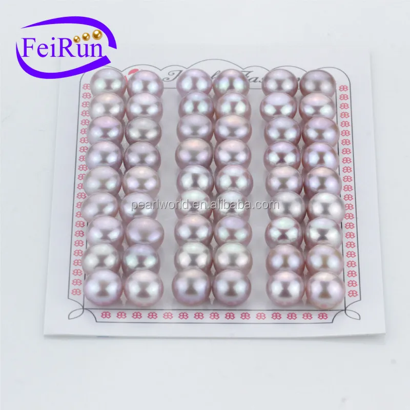 FEIRUN hot sale purple 10mm half-drilled natural loose pearl beads, cheap loose pearls