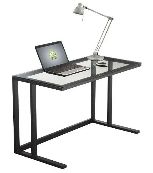 
Clean glass laptop desk of office furniture simple table 