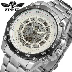 2023 T-WINNER Popular Men Watch Fashion relojes hombre Skeleton Stainless Steel bracelet Wristwatch Original jam tangan