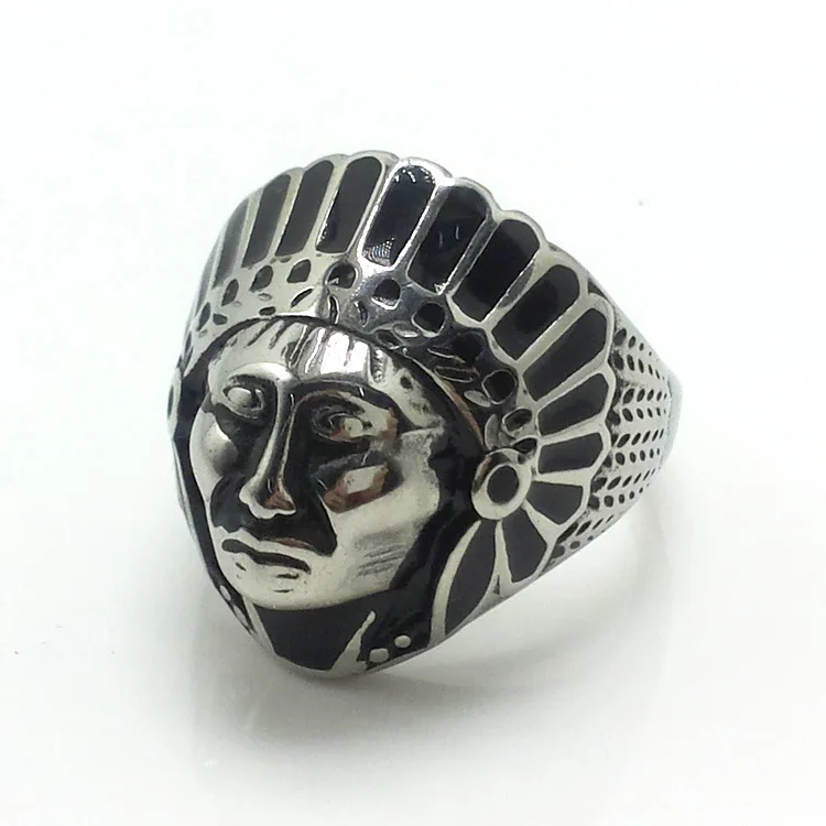 2023 New Indian Chief Head Ring Men Stainless Steel Vintage Motorcycle Rider Ring