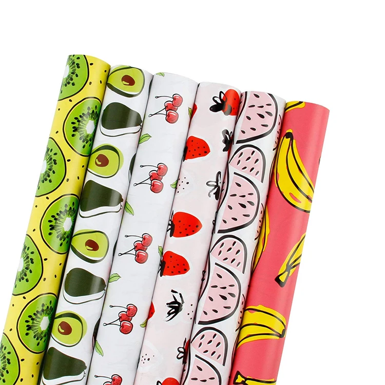 
Modern Style Various Fruits Patterns Printing Holiday Gift Wrapping Paper Roll 