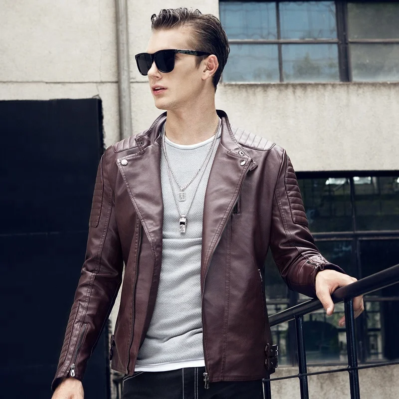 
European Style Mens Jacker Black Leather Jackette Zipper Hip Hop Rock Motocycle Leather Jackets Wholesale 