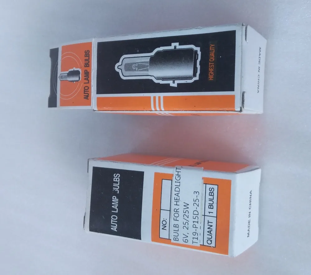 T19-P15D-25-3 BULB FOR HEADLIGHT 6V, 25/25W