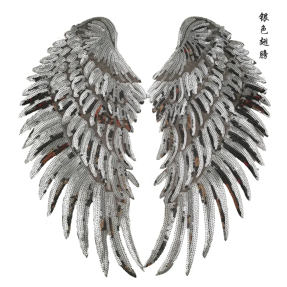 
33.5*16.5cm,sequined angel wings patches,embroidery angel wing patch,large badges applique for jackets 