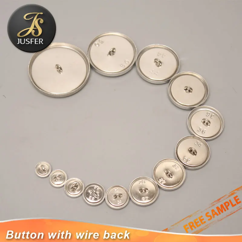 Self covered aluminium shank button blank iron wire back combined Button