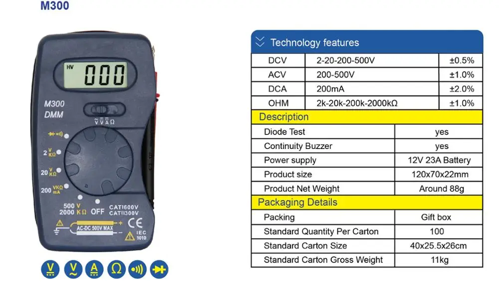 multimeter Pocket size digital M300