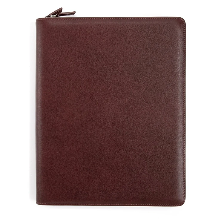 Classic Zippered Padfolio genuine leather zippered padfolio for unisex