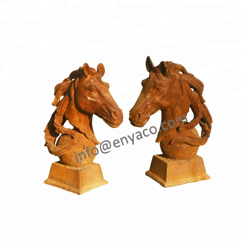 Vintage Iron Large Animal Horse Head Decor Sculpture Statues cheval animaux en fonte pour le jardin Garden Decoration Outdoor