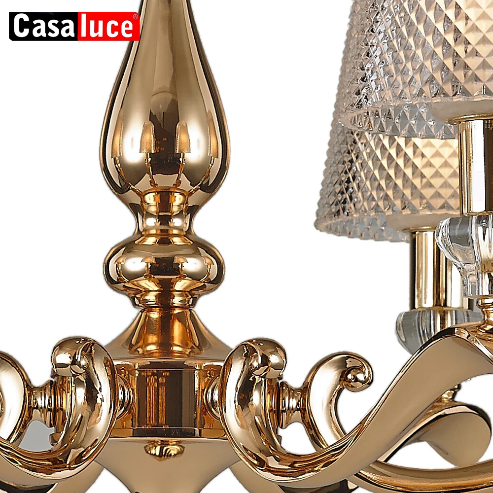high quality large iron glass chrome gold crystal E27 chain chandelier lighting