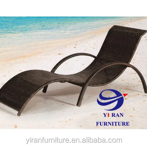 Swimming pool rattan lounge chair with small coffee table teak armrest hot sale outdoor rattan furniture
