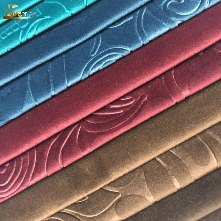 100% Polyester Chinese Embossed Velvet Material Fabric Sofa