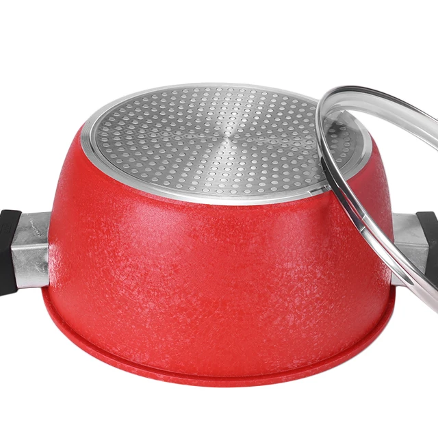 Японский 3003 алюминиевый сплав с антипригарным покрытием, кастрюля для супа и соуса со стеклянной крышкой с бакелитовой ручкой