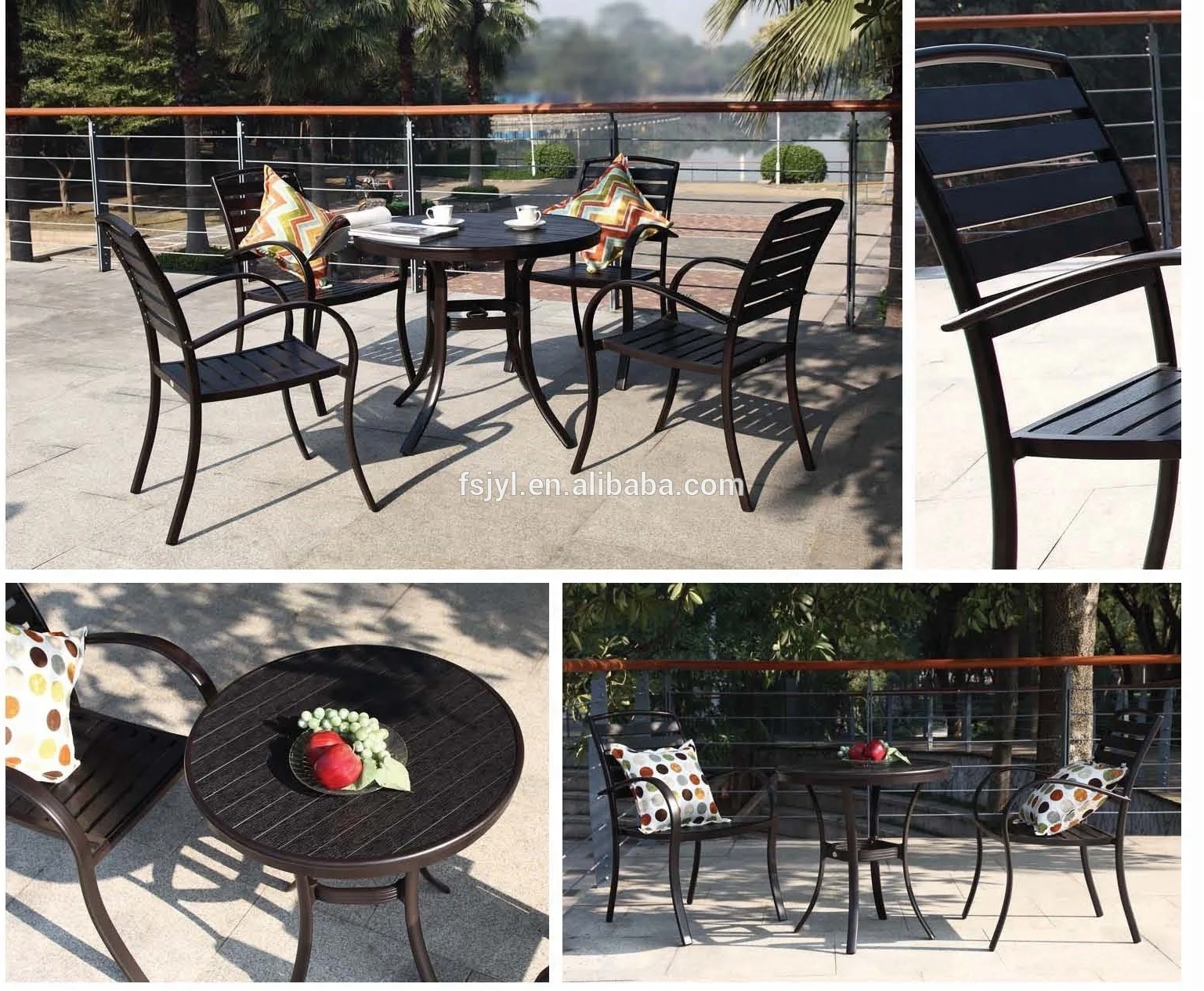 low price aluminum wpc  outdoor chair plastic wood teak garden chair
