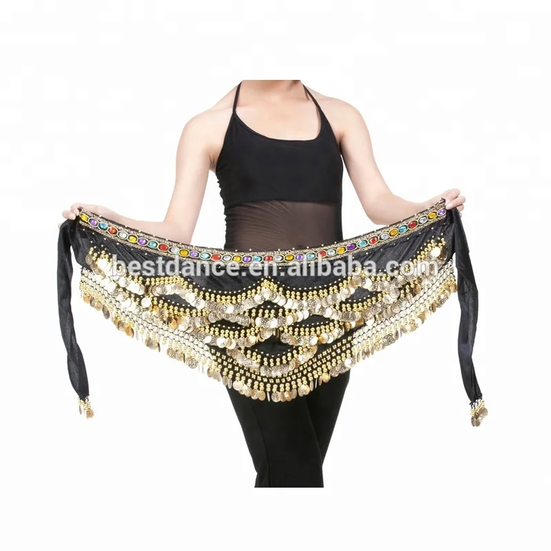 Bestdance танец живота три слоя золотой монеты пояс хип шарф монет и поясом из бисера юбка с запахом