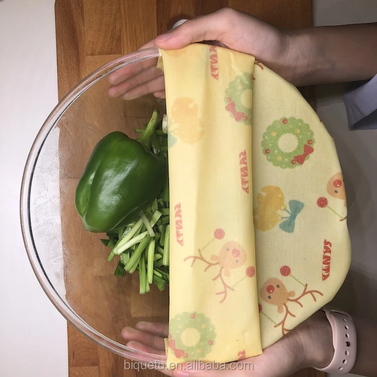 
Organic Reusable Cling Food Wraps Beeswax Food Storage Wrap Christmas Pattern 