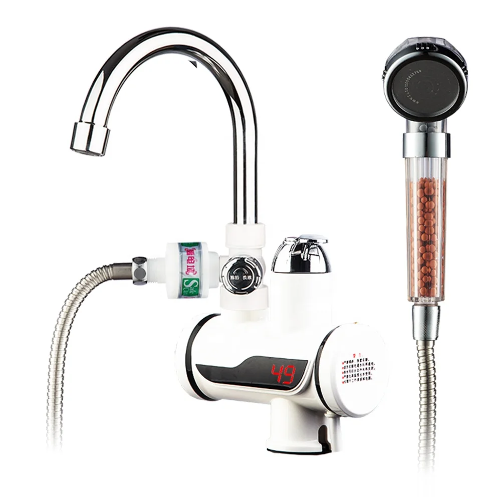 LED Digital Display 220V 110V Instant Tankless House Water Heater Heating Electric Faucet Tap