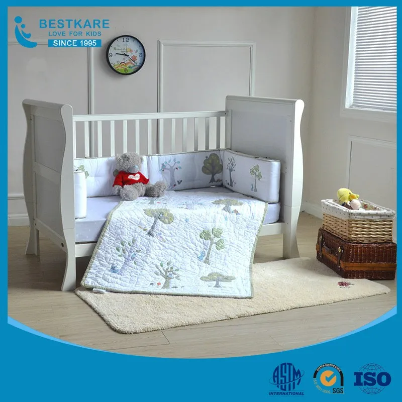 
baby Convertible wooden sleigh bed durable baby cot infant toddler bed 