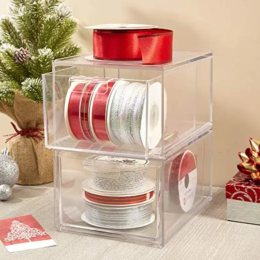 Best Selling Clear Plastic Stackable Cosmetic Storage Box Makeup Palette Drawers Organizer