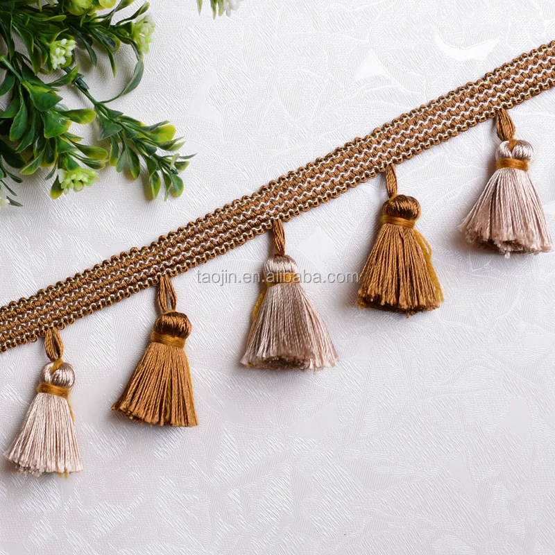 stock goods tassel and beaded fringe for curtain decoration