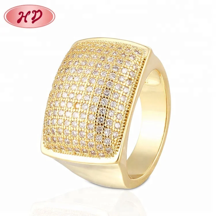 New Square Design Initial Diamond Rings Cubic Zirconia Wholesale 18K Gold Plated Ring