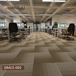 Stocks Strip Line Commercial Office Carpet Tiles with PVC Backing New Design Shanghai Hangju Grace-D series