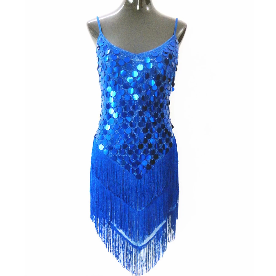 2019 Discount Hot Sale Sleeveless Stage Red Tassels Sequins Adult Dance Wear