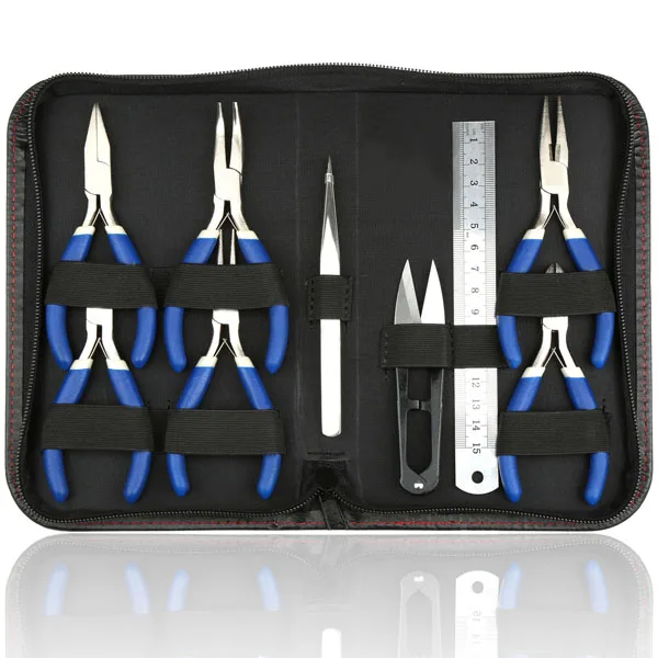 9 Pcs Jewellery Making Beading Mini Pliers Tools Kit Set Flat Long Round Nose