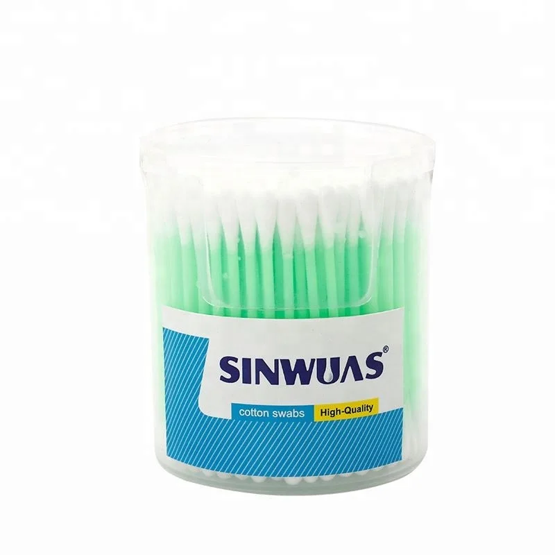 Double - end OEM quality bioclean pollution free plastic sticks cotton swabs
