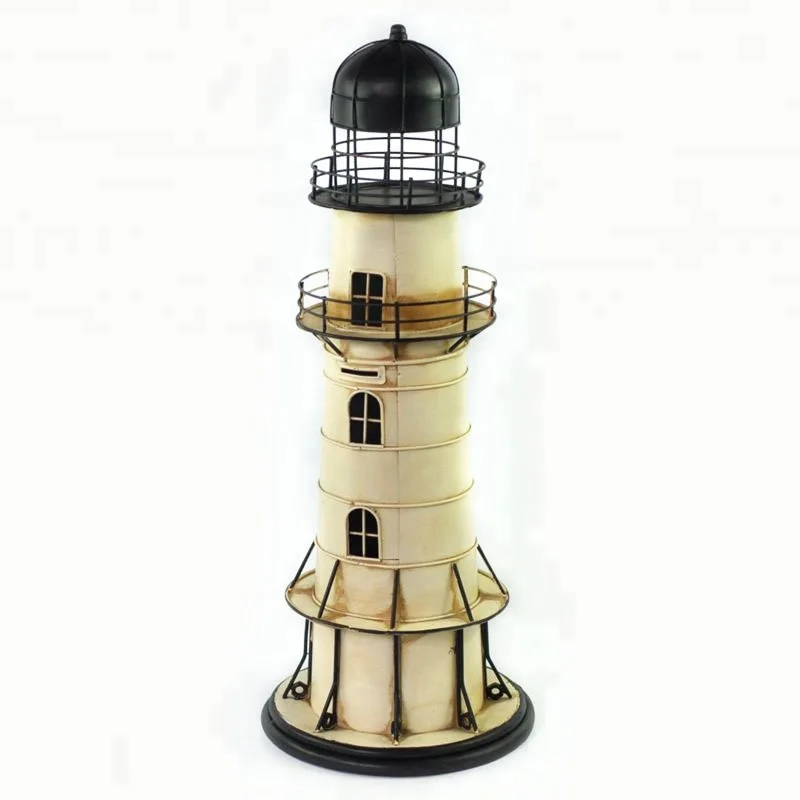 Iron Decoration Mediterranean Lighthouse Metal Crafts Vintage Money Safe Box Coin Bank Toy Souvenir home Pub Office Decor