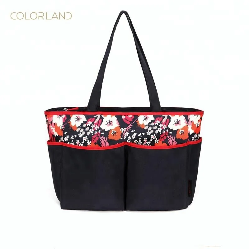 Colorland Practical Family Set Baby Diaper Tote Set with Bottle Holder, Clear Pouch, Changing Mat