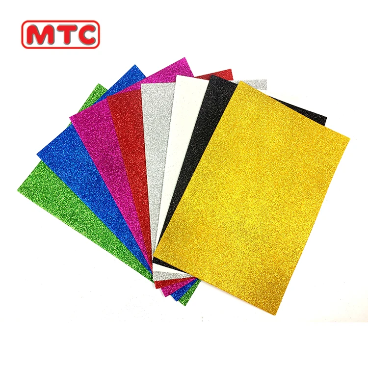 
2mm colored glitter self adhesive EVA foam sheets 3pcs wholesale supplies 