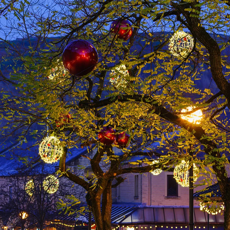 Outdoor sphere hanging lamps LED white large lighted Christmas ornament