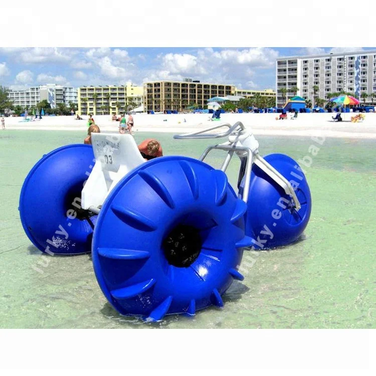 Family happy water sports sea water antirust 3 wheel floating water bike pedal boat