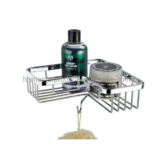 Угловая душевая корзина L-образной формы с хромированной отделкой