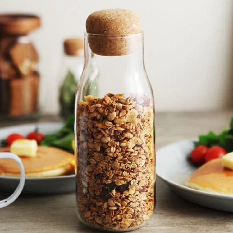 
Healthy Glass Storage Jar With Cork Lid Decorative Glass Storage Bottles With Wooden Lid 