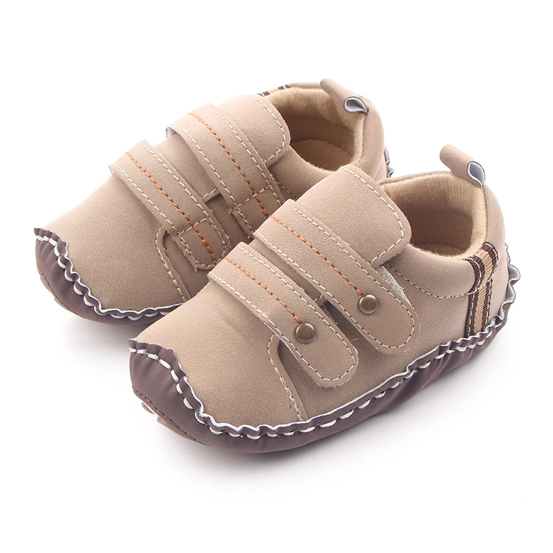
New Arrival Leather Baby TPR Handmade Hard Sole Boys Walking Shoes 