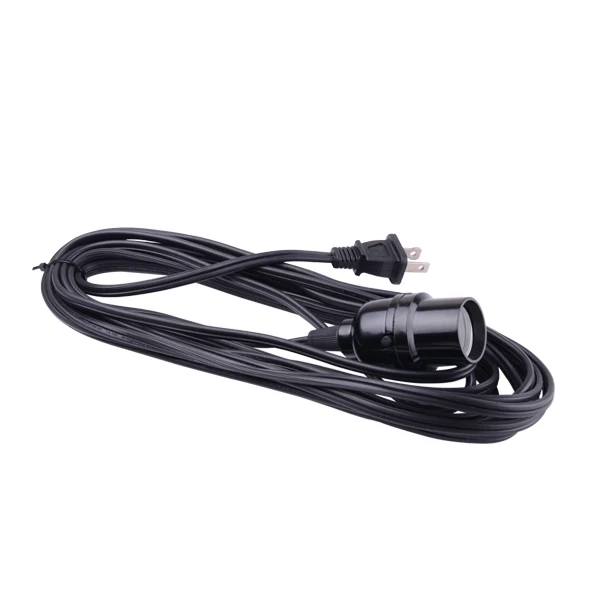 J100355 Hanging Light Bulb Socket 10M Long Extension Cord Adapter 18/2 SPT-2 Plug-In Pendant Lamp Lights Fixture - Black