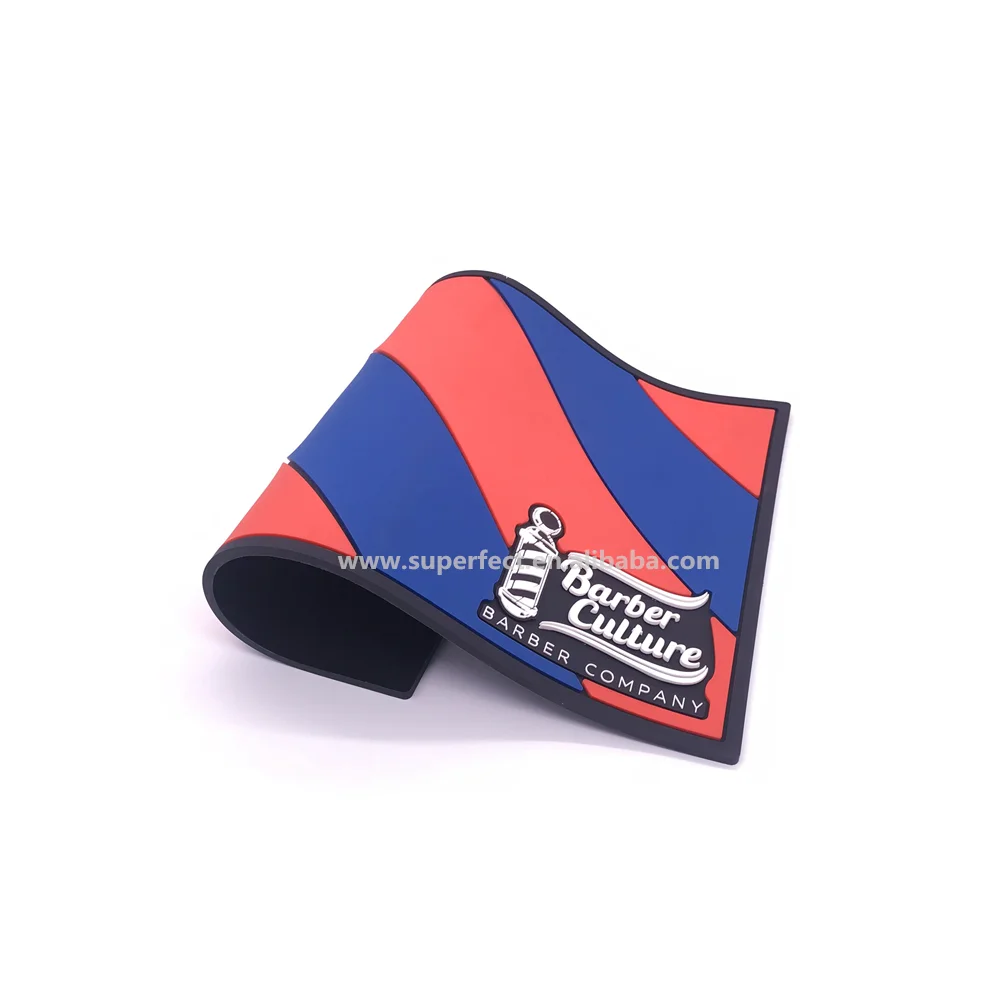 Custom logo Heavy-Duty counter table pvc Rubber barber station shop tools mat