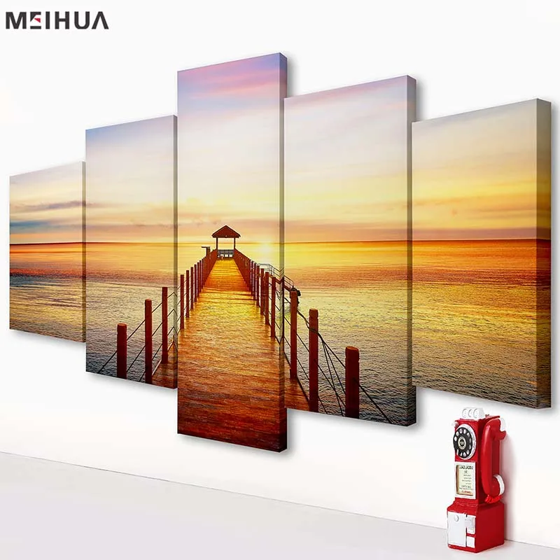 
Good design 5 piece canvas wall art abstract watercolor painting for home 