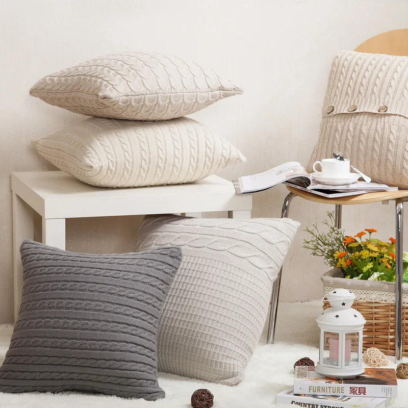 Cushion Covers for Office Chair And Home Decor Acrylic wool knitted pillow