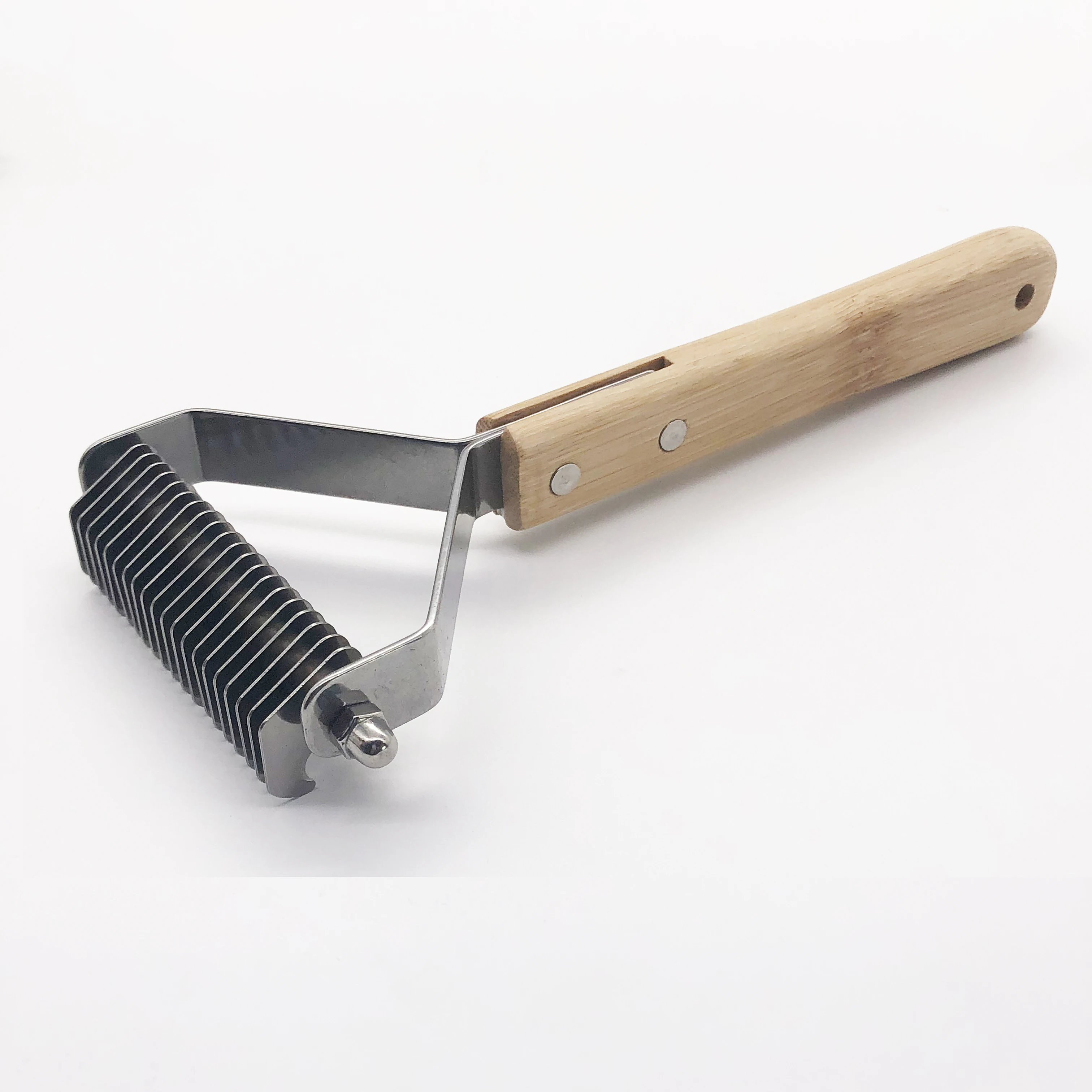 Bamboo handle dog undercoat rakes one side double side dematting tools