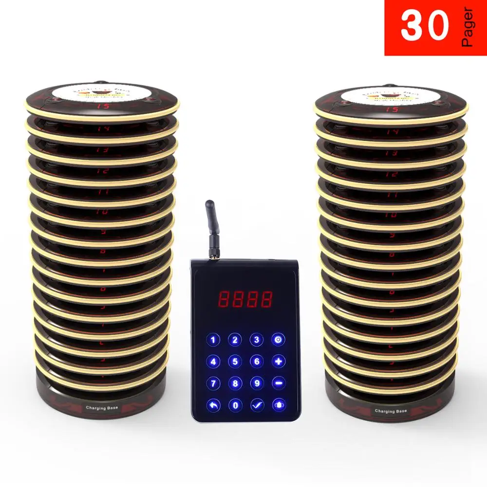BYHUBYENG Alphanumeric Paging System 1 Pcs Keypad And 30 Pcs Pager FM Technology Factory Outlet 3000m Long Range Pager System