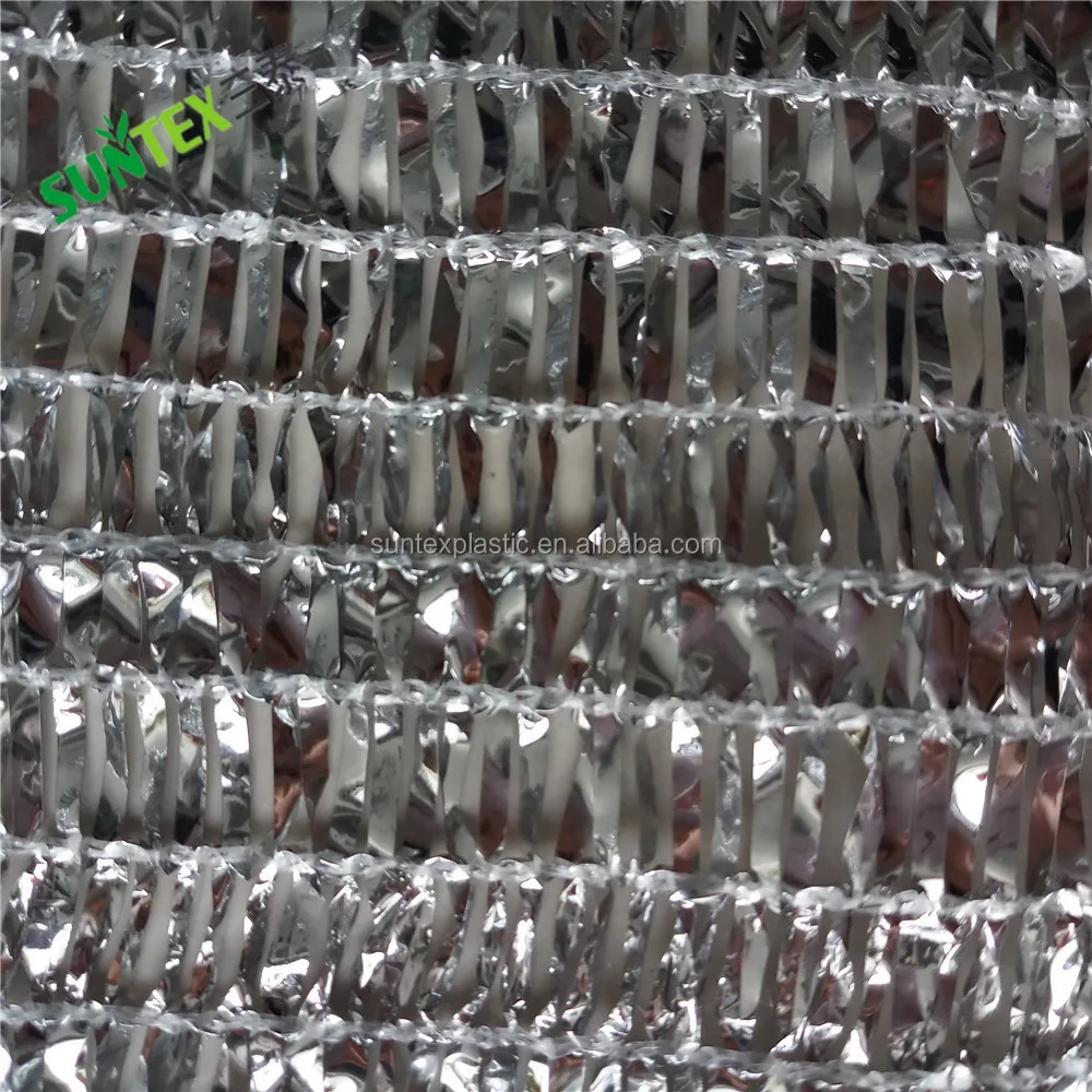 85% shading knitted silver aluminum foil sun shade mesh netting with grommets for pet kennel shade covering